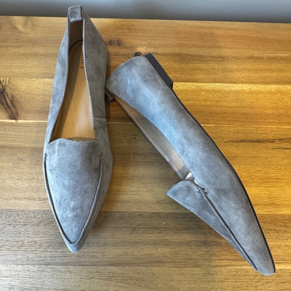 J. Jill Women  9.5M Gray Suede Leather Pointed Toe Loafer Flats Classic Luxury - Picture 2 of 14